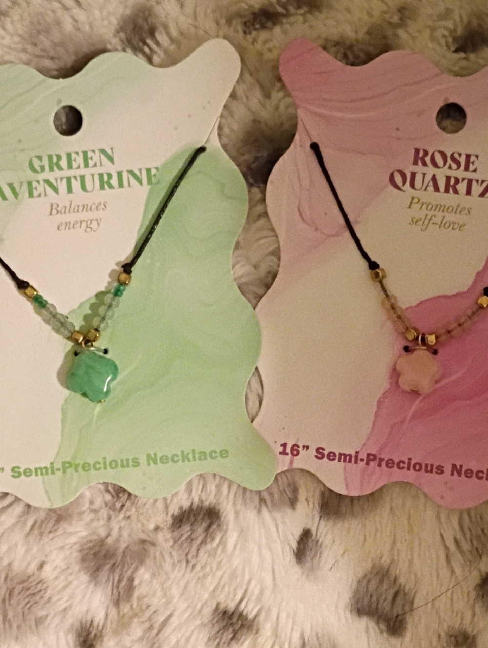Green Aventurine & Rose Quartz Semi-Precious Necklaces BEST FRIENDS BFF's 🦖🦄
